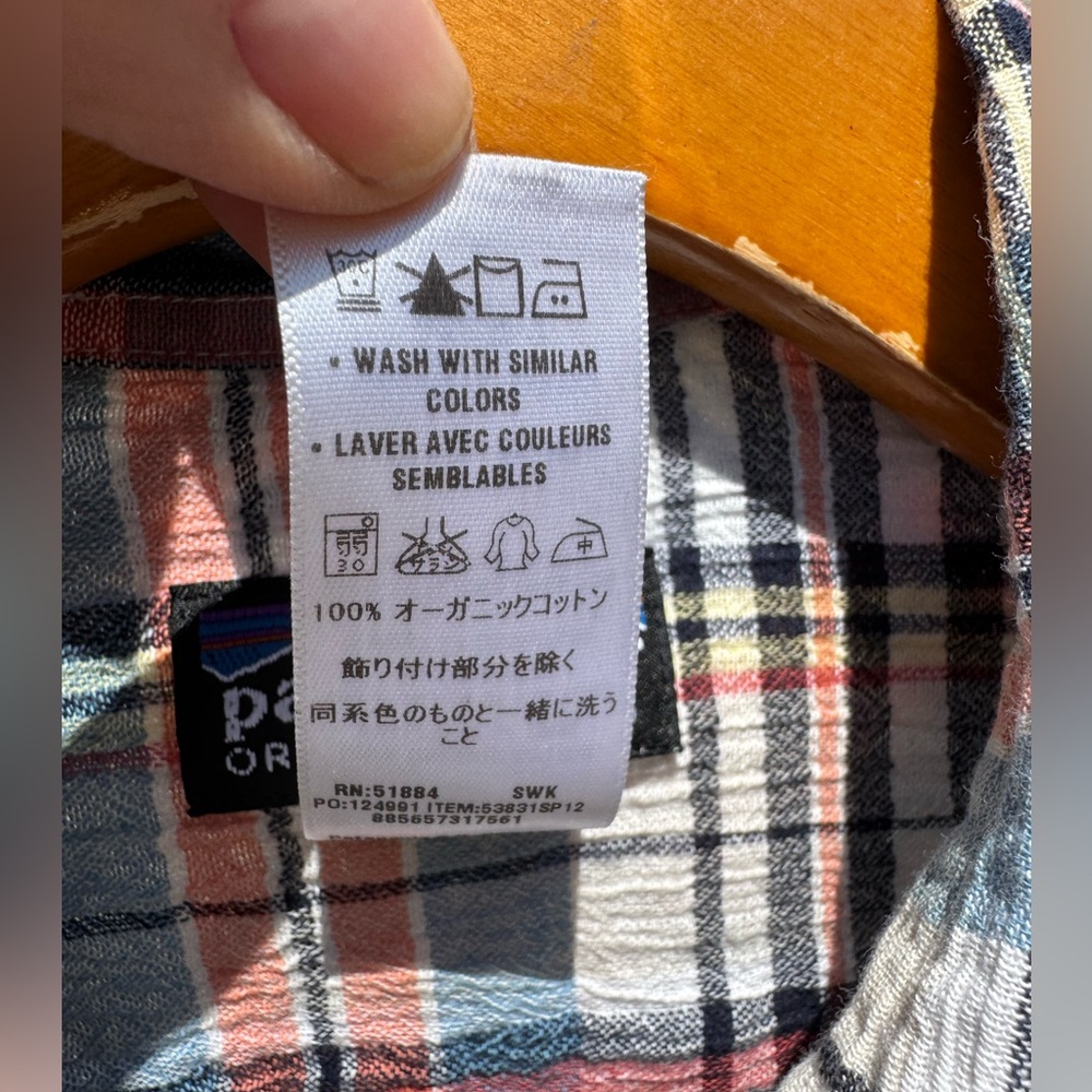 Patagonia Organic Cotton Plaid Shirt - Blue, Pink, White Long Sleeve - Picture 5 of 9